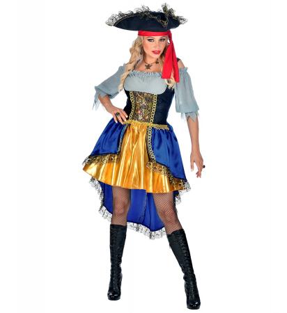 Piratin Kostüm Kleid mit Bluse, Hut