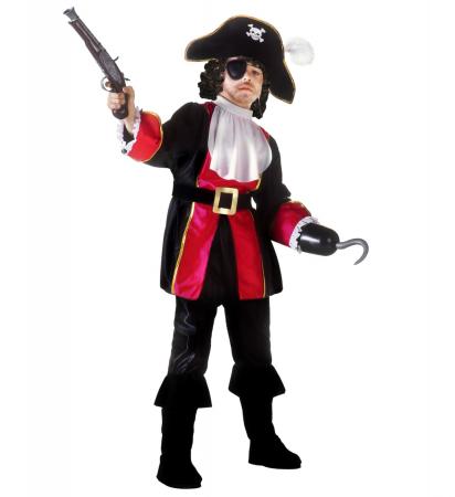 Piraten Kapitän Jacke, Jabot, Hose mit Überstiefeln, Gürtel, Hut, Augenklappe