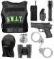 Preview: SWAT Einsatz Set Weste, Maske, Abzeichen, Pistole, Handschellen, Funkgerät, Taschenlampe, Handgranate, Fernglas