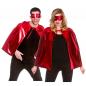 Mobile Preview: Metallischer Superhelden Umhang & Maske - Rot