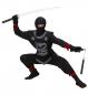 Mobile Preview: Schwarzer Ninja Oberteil mit Bändern, Hose mit Bändern, Brustschutz, Maske