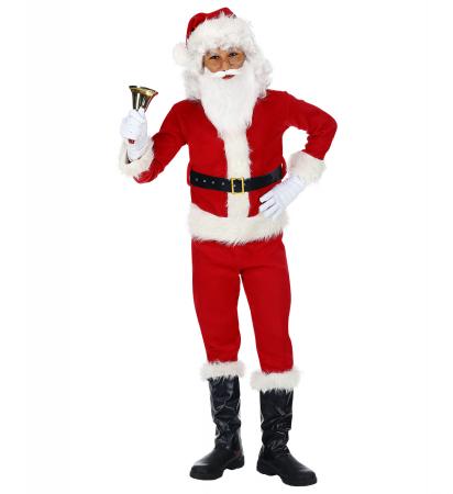 Jungen Weihnachtsmann mit Mantel, Hose, Gürtel, Stiefelüberzieher, Mütze, Handschuhe