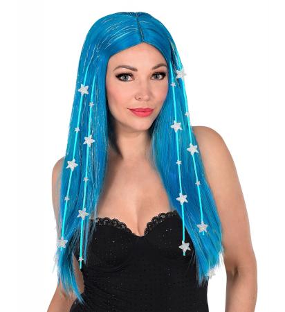 Perücke Dream Hair Feen mit Haarschmuck in Blau