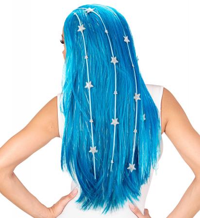 Perücke Dream Hair Feen mit Haarschmuck in Blau