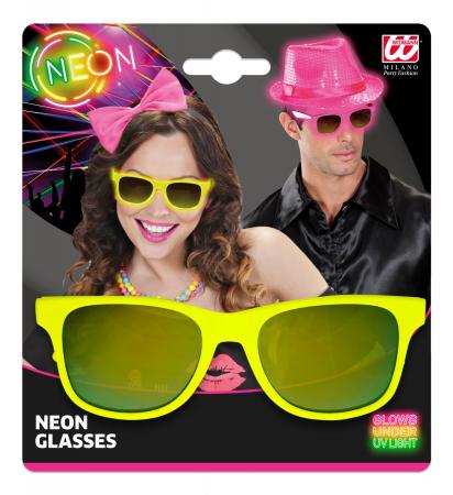 Neongelbe 80er Brille mit Revo Gläsern