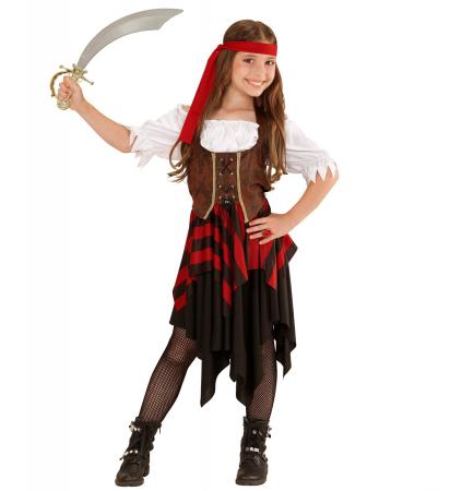Piratin der Meere Kinderkostüm Kleid, Korsett, Kopfband