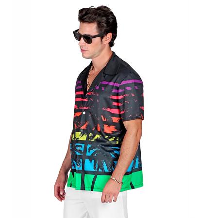 80er Miami Style Hemd mit Palmendruck