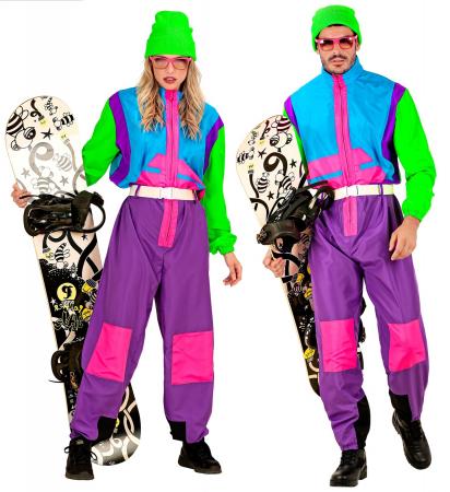 Neon Snowboarder Unisex Kostüm Overall & Gürtel