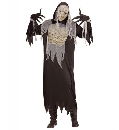 Mumien Kostüm mit Robe mit Kapuze, Handschuhe, Maske