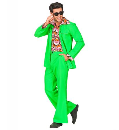 70er Jahre Disco Style Anzug mit Hemd und Hose Grün