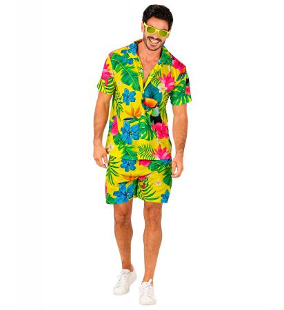 Summer Party Fashion Hemd mit Shorts Hawaii Gelb