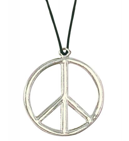 Hippie Peace Zeichen aus Metall mit Halskette