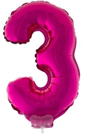 Folienballon Zahl - 3 - Pink 41cm