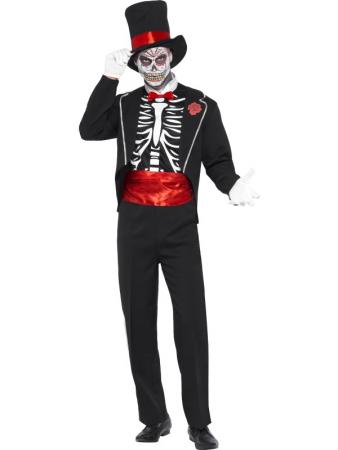 Skelett Gothic Bräutigam Halloween Kostüm schwarz-weiss