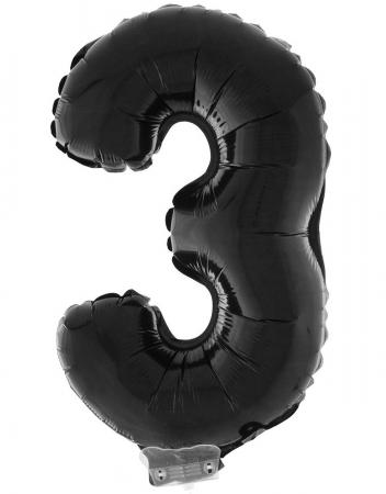 Folienballon Zahlenballon Zahl 3 in Schwarz 41cm