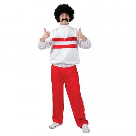 80er Jogginganzug Trainingsanzug Kostüm Rot-Weiss