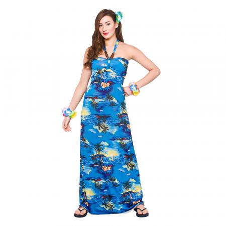 Hawaii kleid Blau mit Palmen Lang