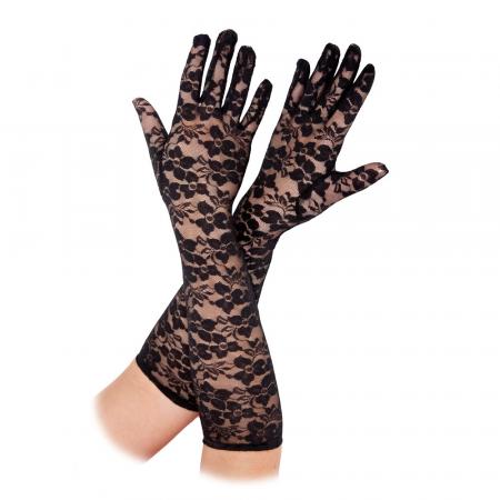 Lange Handschuhe mit Spitze Blumen Muster