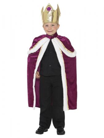 Kinder König/ Königin Kostüm, Lila, mit Robe & Krone