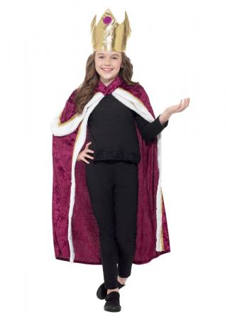 Kinder König/ Königin Kostüm, Lila, mit Robe & Krone