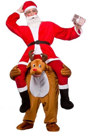 Carry Me Weihnachtsmann auf Rentier Huckepack Kostüm