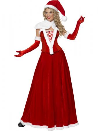 Luxuriöse Weihnachtsfrau Kostüm mit Kleid