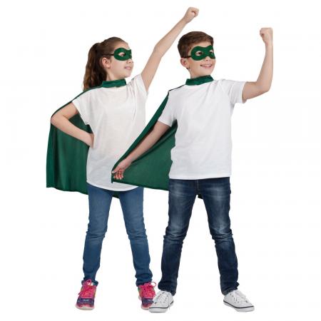 Kinder Super Helden Set mit Umhang und Maske in Grün