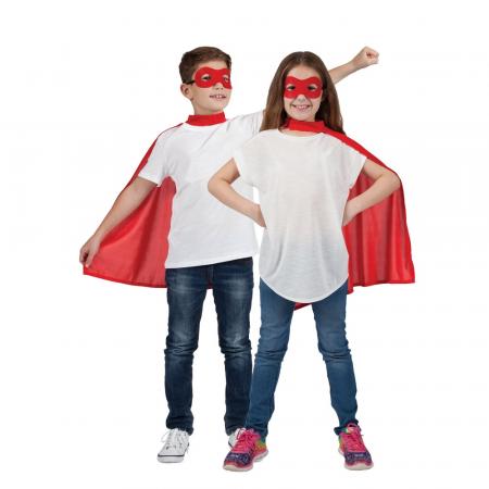 Kinder Super Helden Set mit Umhang und Maske in Rot