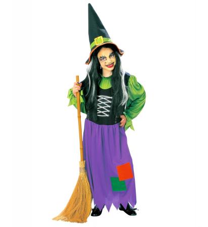 Alte Hexe mit Kleid und Hut Kinderkostüm