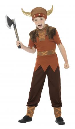 Kinder Wikinger Kostüm, Braun, mit Oberteil, Hose und Hut