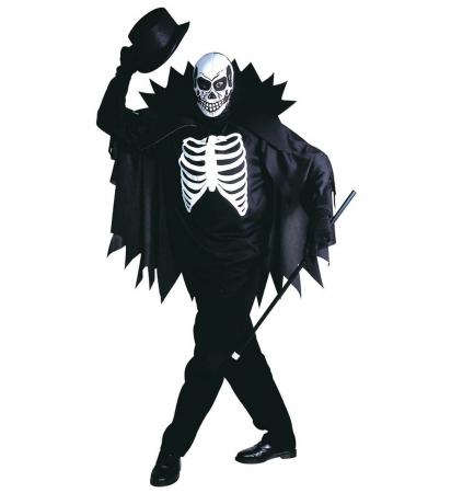 Skelett des Schreckens mit Coat, Umhang mit Kragen, Maske