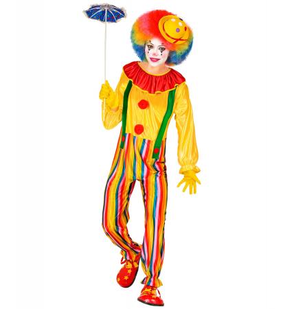 Zirkus Clown mit Kostüm mit Kragen und Hosenträger
