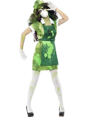 Zombie Strahlenopfer Halloween Damenkostüm grün