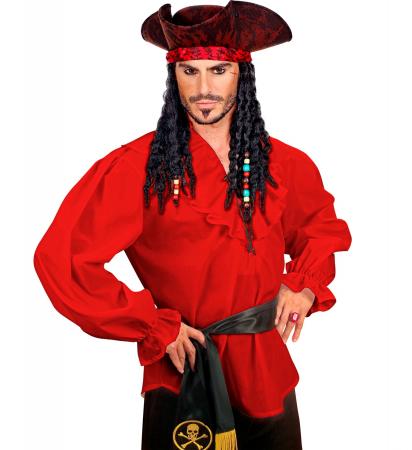 Piraten - Renaissance Hemd Schwarz mit RüschenPiraten - Renaissance Hemd Rot mit Rüschen