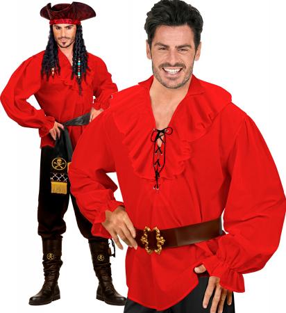 Piraten - Renaissance Hemd Rot mit Rüschen