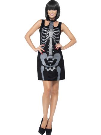 Süsses Skelett-Kleid Halloween Damenkostüm l Smiffys 43649