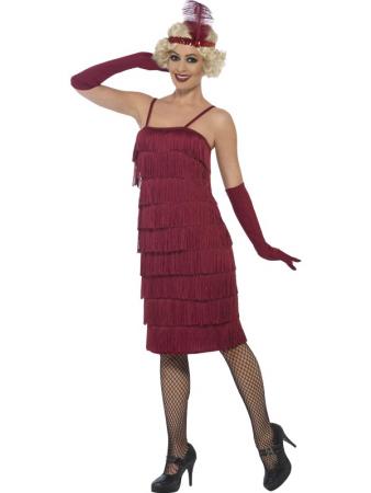 20er Jahre Carla Flapper Kostüm rot langer Dress