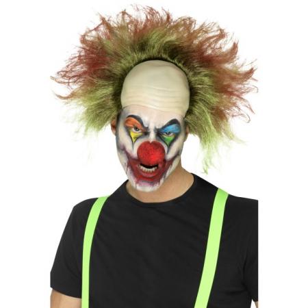Sinister Clown Perücke, Grün, mit Blutspritzer