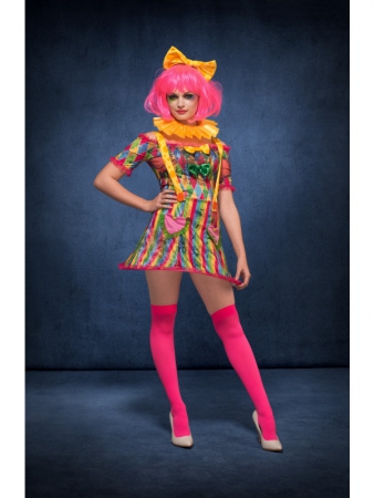 Clown Kostüm mit Kleid und Kopfschmuck
