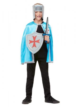 Ritter-Set, blau, mit Umhang, EVA-Helm, Schwert und Schild
