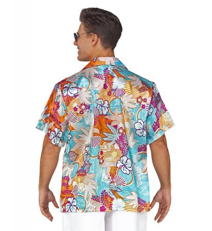 Hawai Hemd aus Satin mit Muster