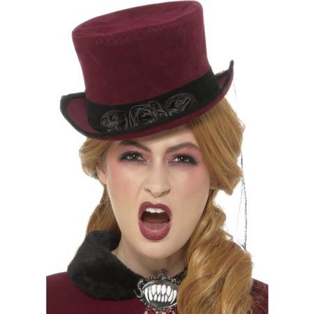 Viktorianischer Vampir Baroness Hut Weinrot aus Samt