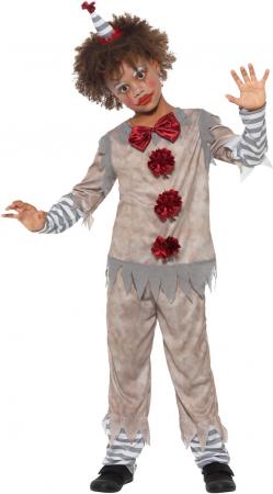 Vintage Clown-Kostüm für Jungen grau-weiss-rot
