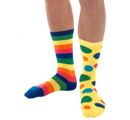 Clown Socken Unisex, Mehrfarbig, mit Punkten und Streifen