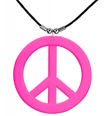 Neon pinke Hippiekette Peacezeichen pink