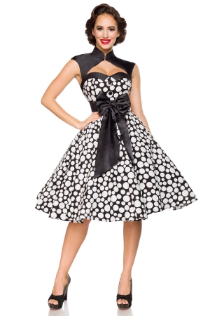 50er Vintage Kleid mit Bolero Schwarz Weiss Dots