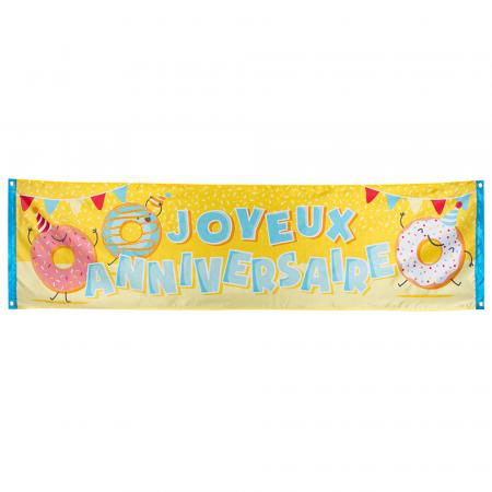  Polyester Banner Donut 'Joyeux Anniversaire' (50 x 180 cm)
