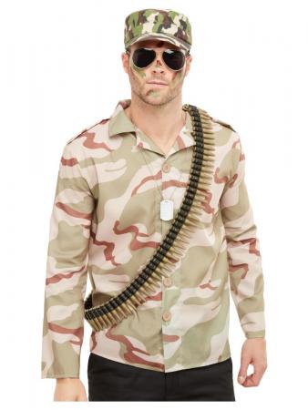 Armee Set mit Hut, Erkennungsmarken, Patronengurt und Fliegerbrille