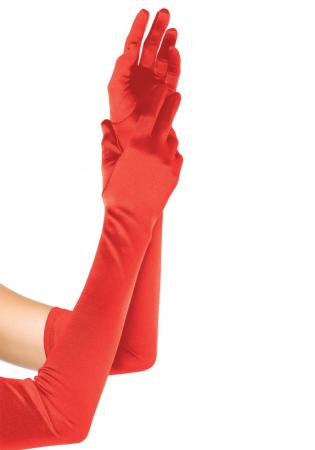 Satin Handschuhe extra lang Rot