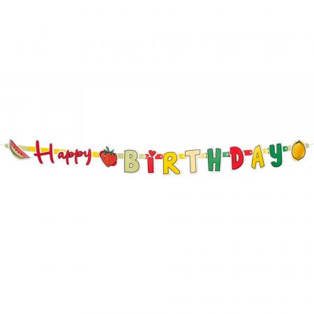 Karton-Buchstabengirlande Fruit 'Happy Birthday' (300 cm)